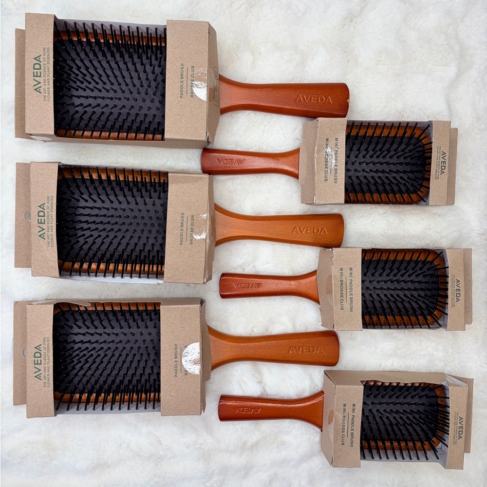 AVEDA Brown Paddle Brush Collection Set of 6 (3 Large, 3 Mini)